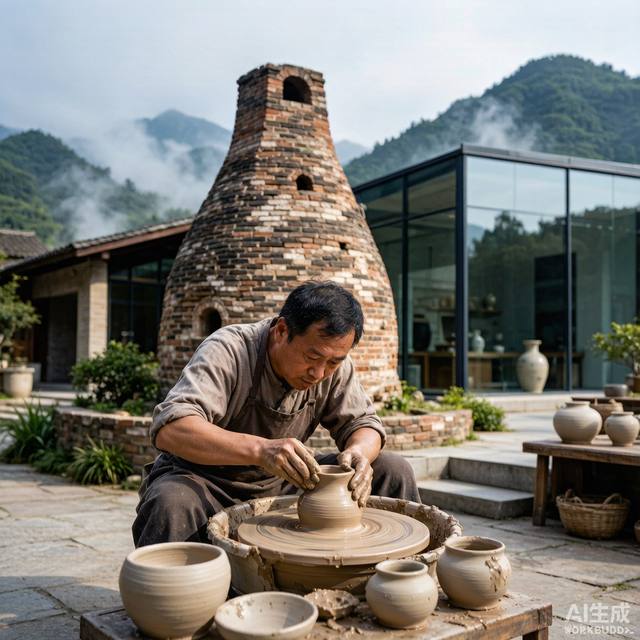 古窑+陶瓷博物馆+拉坯