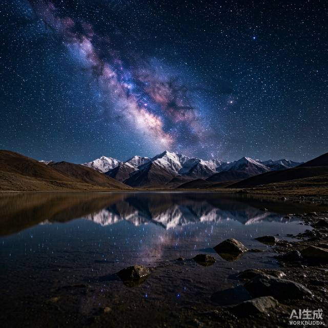 湖边星空