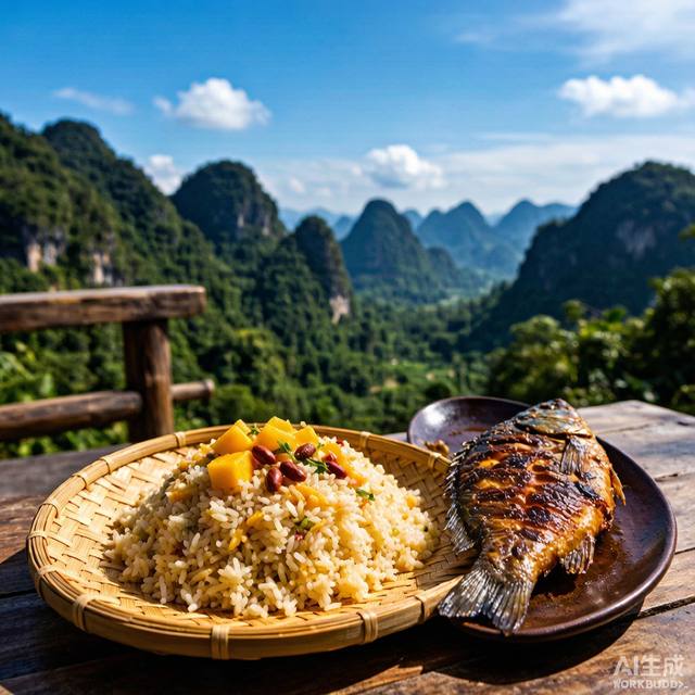 傣族手抓饭+烤鱼