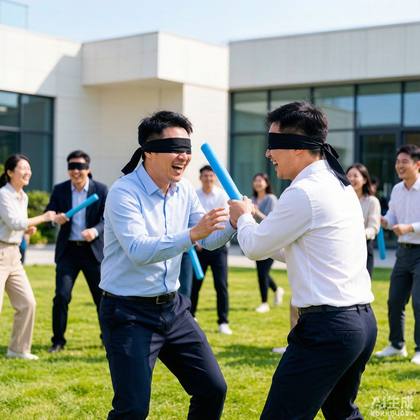 蒙眼互打